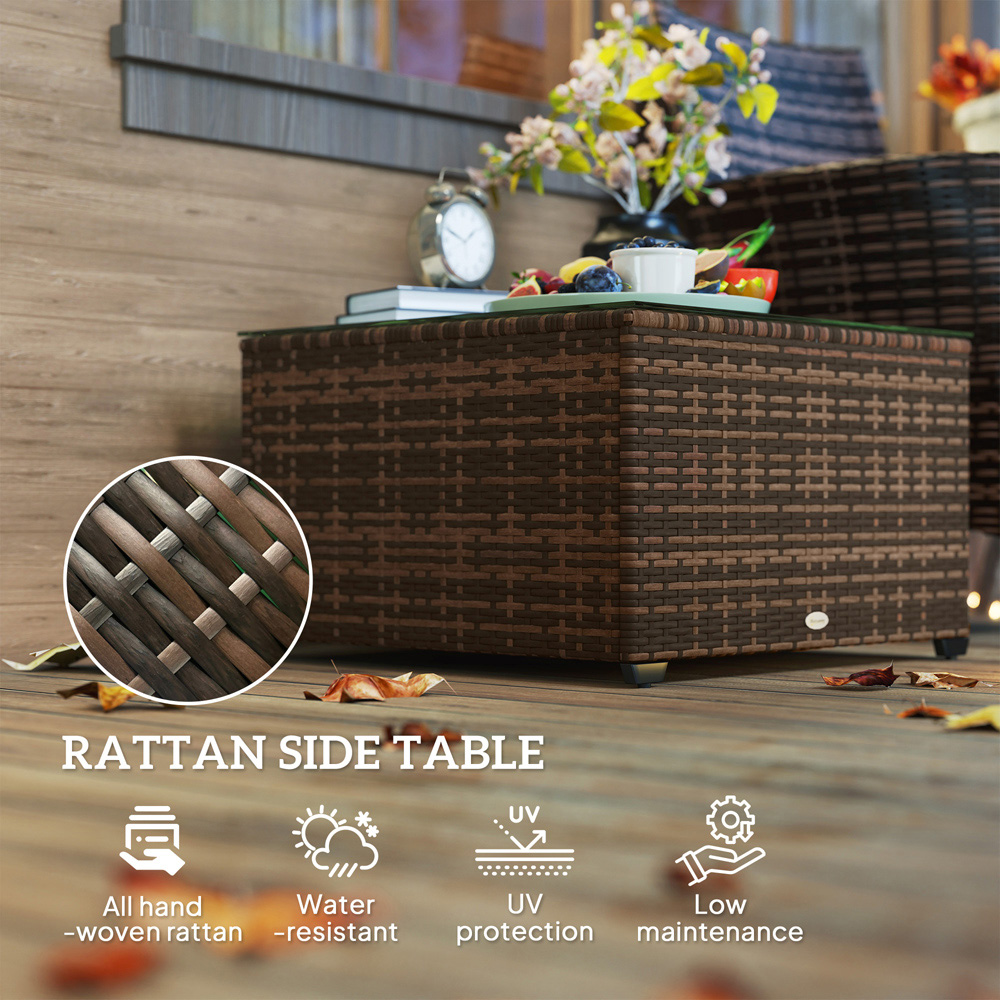 Outsunny Brown Rattan Outdoor Coffee Table Image 5