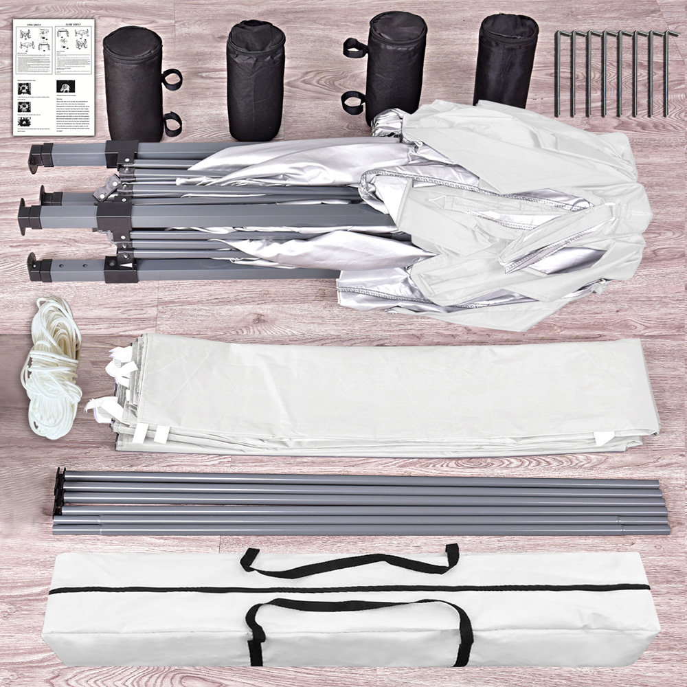 White Pop Up Outdoor Canopy Tent with Removable Sidewalls 3 x 3m Image 8