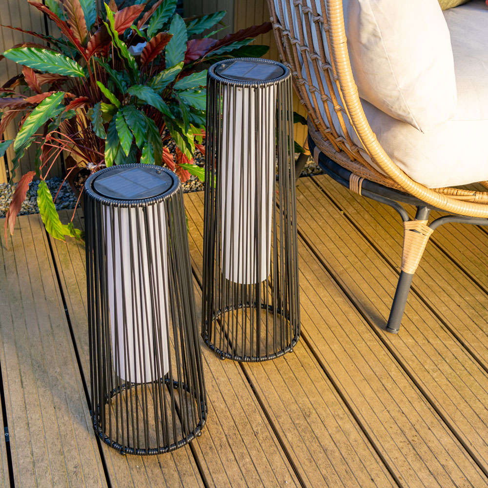 ValueLight Rattan Black Small Solar Floor Lamp Image 3