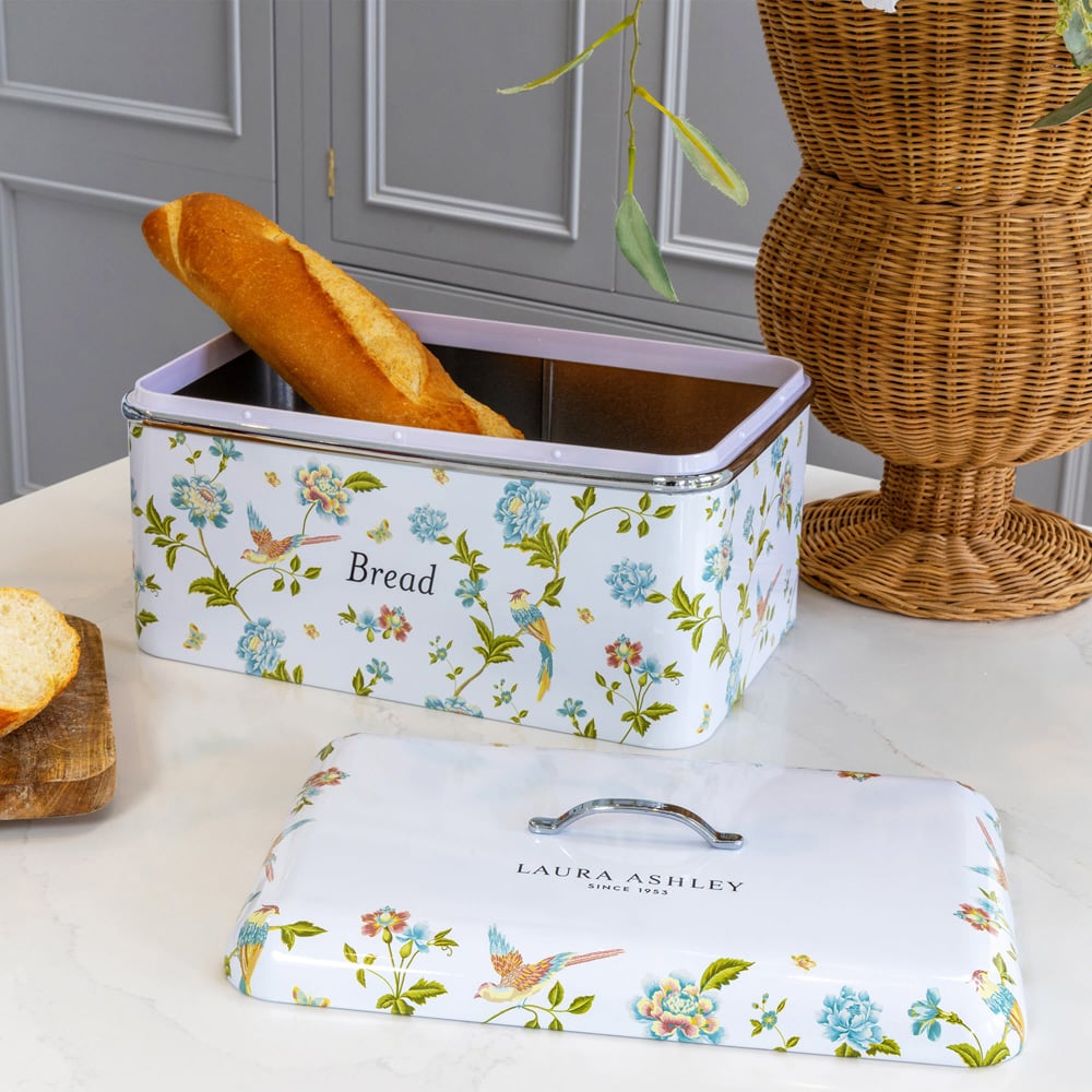 Laura Ashley White Floral Bread Bin Image 3