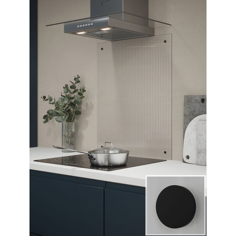 Fluted Clear Glass Kitchen Splashback with Matt Black Caps 600 x 750 x 4mm Image 6