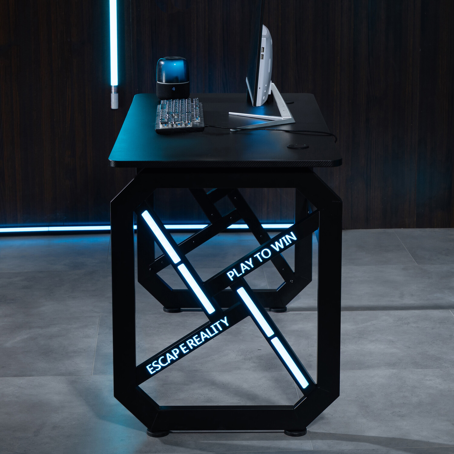 LED Gaming Desk with Remote ControlBlack Image 2