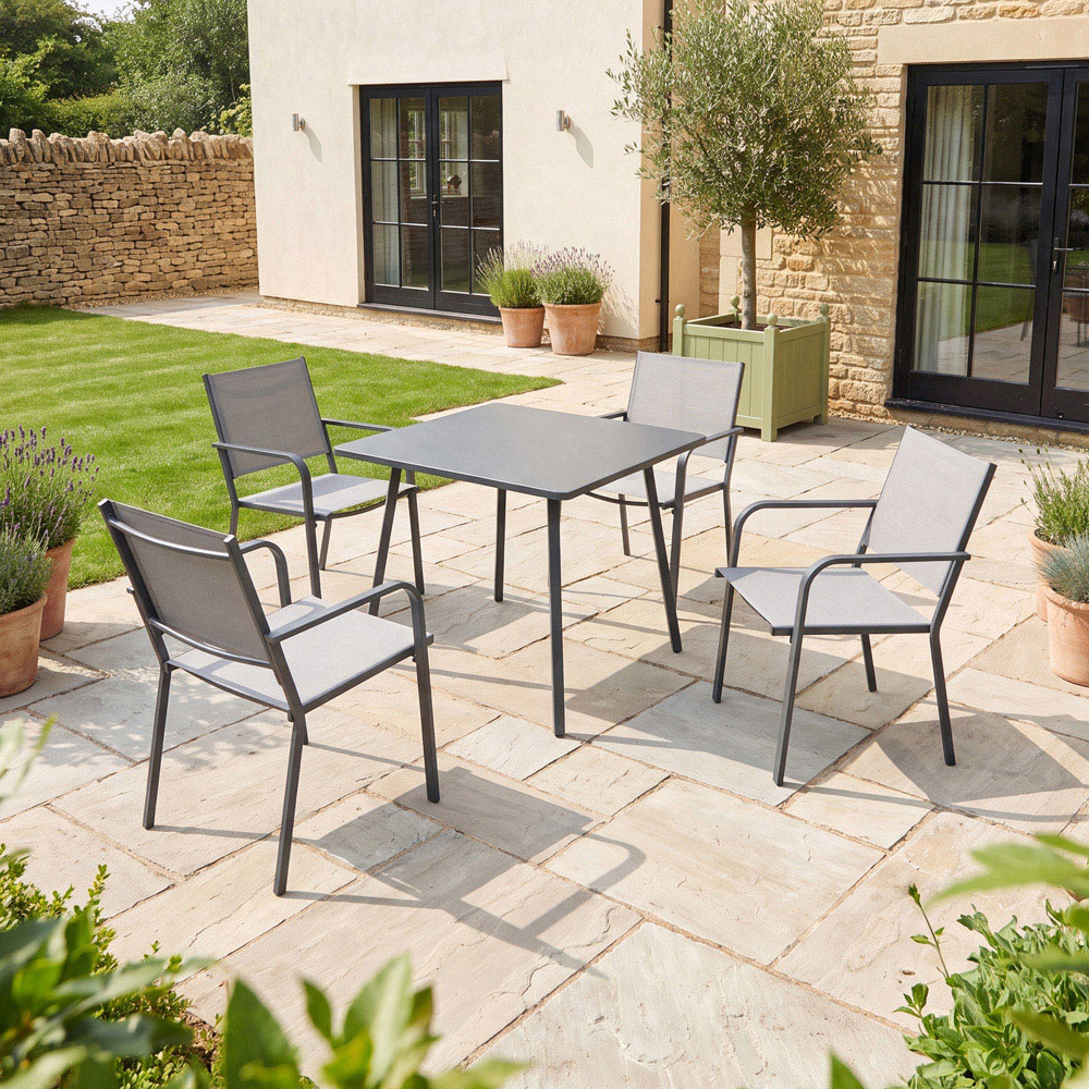Artemis Home Rivington 4 Seater Steel Grey Garden Dining Set Image 4