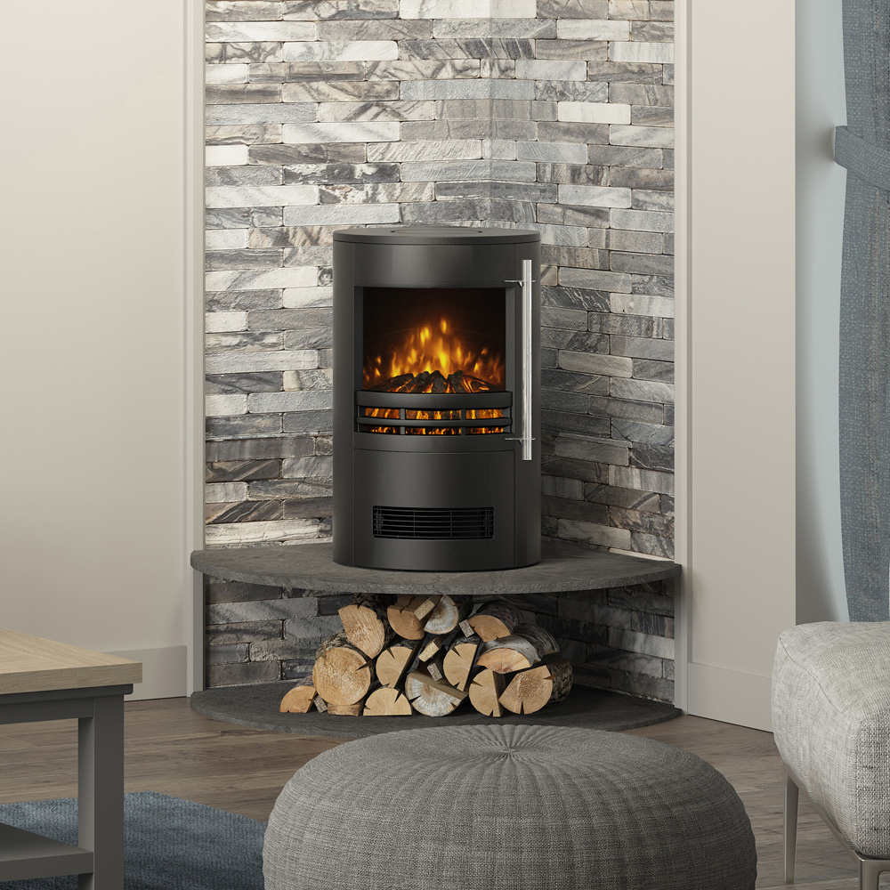 Be Modern Tunstall Black Freestanding Cylinder Electric Stove 2 kW Image 2