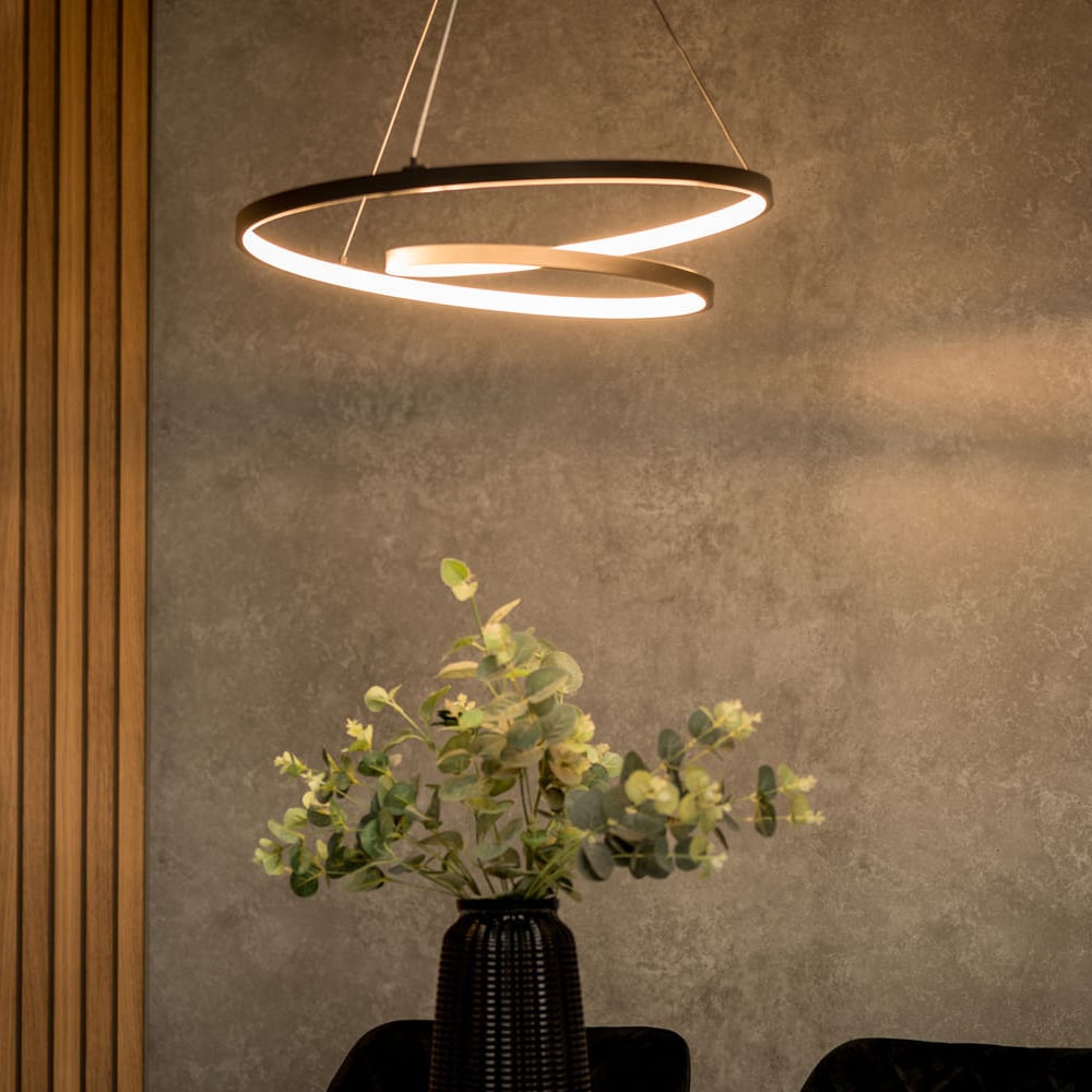 ValueLights Infinity Matt Black Loop Integrated LED Ceiling Light Image 2