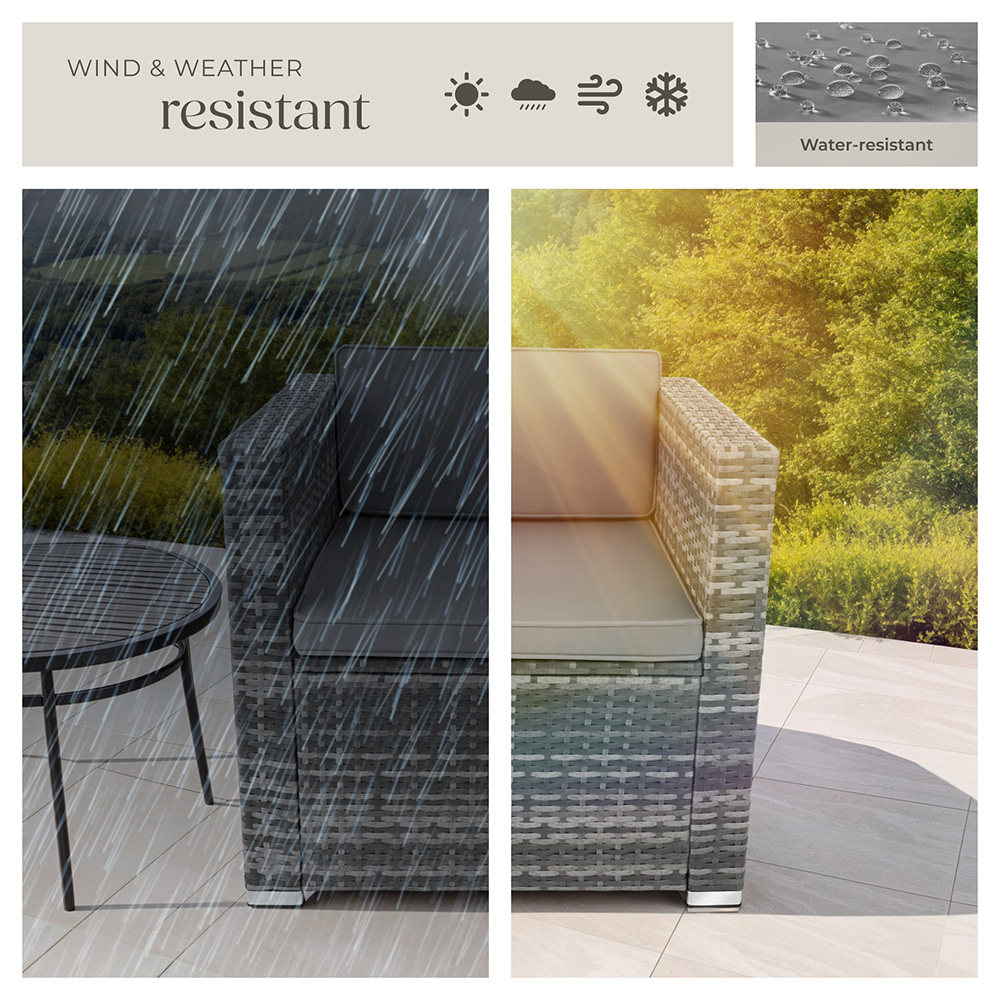 tectake Lignano Grey Rattan Garden Armchair with Seat and Back Cushions Image 4