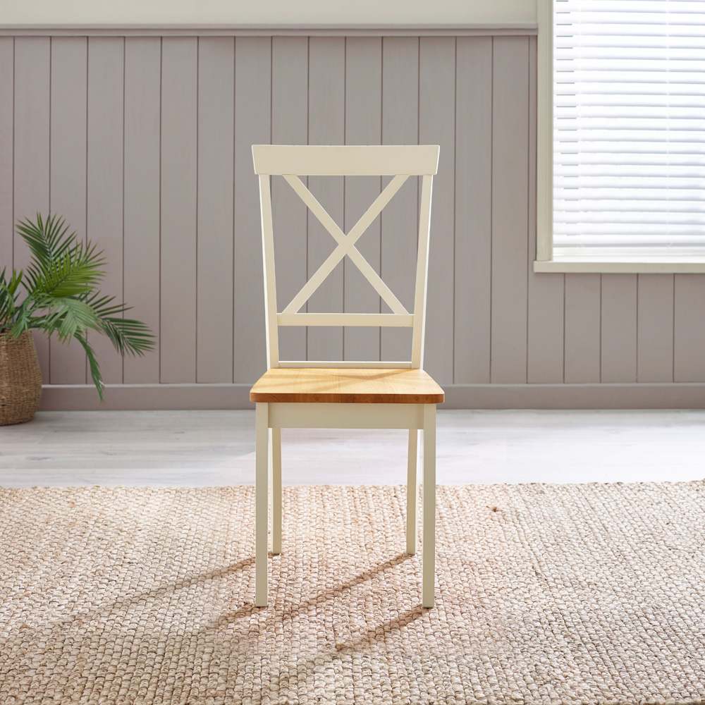 Furniturebox Bodmin Marros 2 Seater Round Wooden Dining Set Cream and Oak Effect Image 9