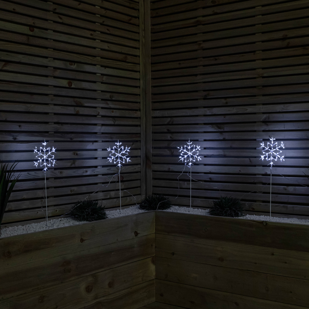 Samuel Alexander 4 Piece 260 White LED Snowflake Christmas Path Light Set Image 8