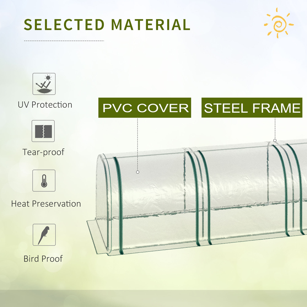 Outsunny Long Plastic Cover Tunnel 12.9 x 3.2ft Greenhouse Image 6
