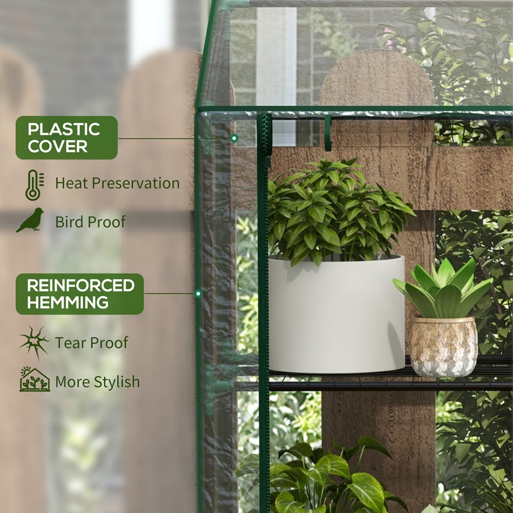 Outsunny 3 Tier Clear 4.6 x 1.5ft Mini Greenhouse Image 4