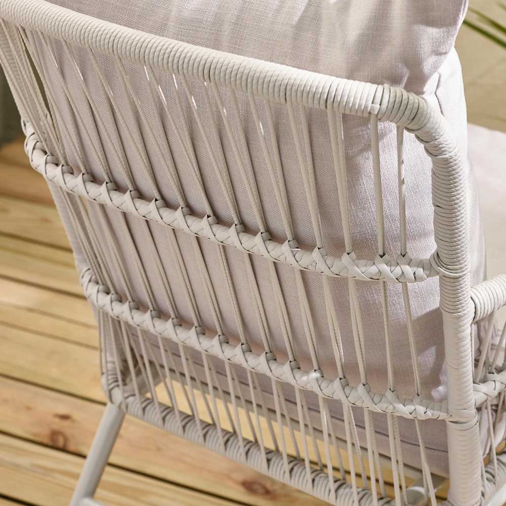 Furniturebox Agen Cream Metal Outdoor Chair with Footstool and Table Image 5