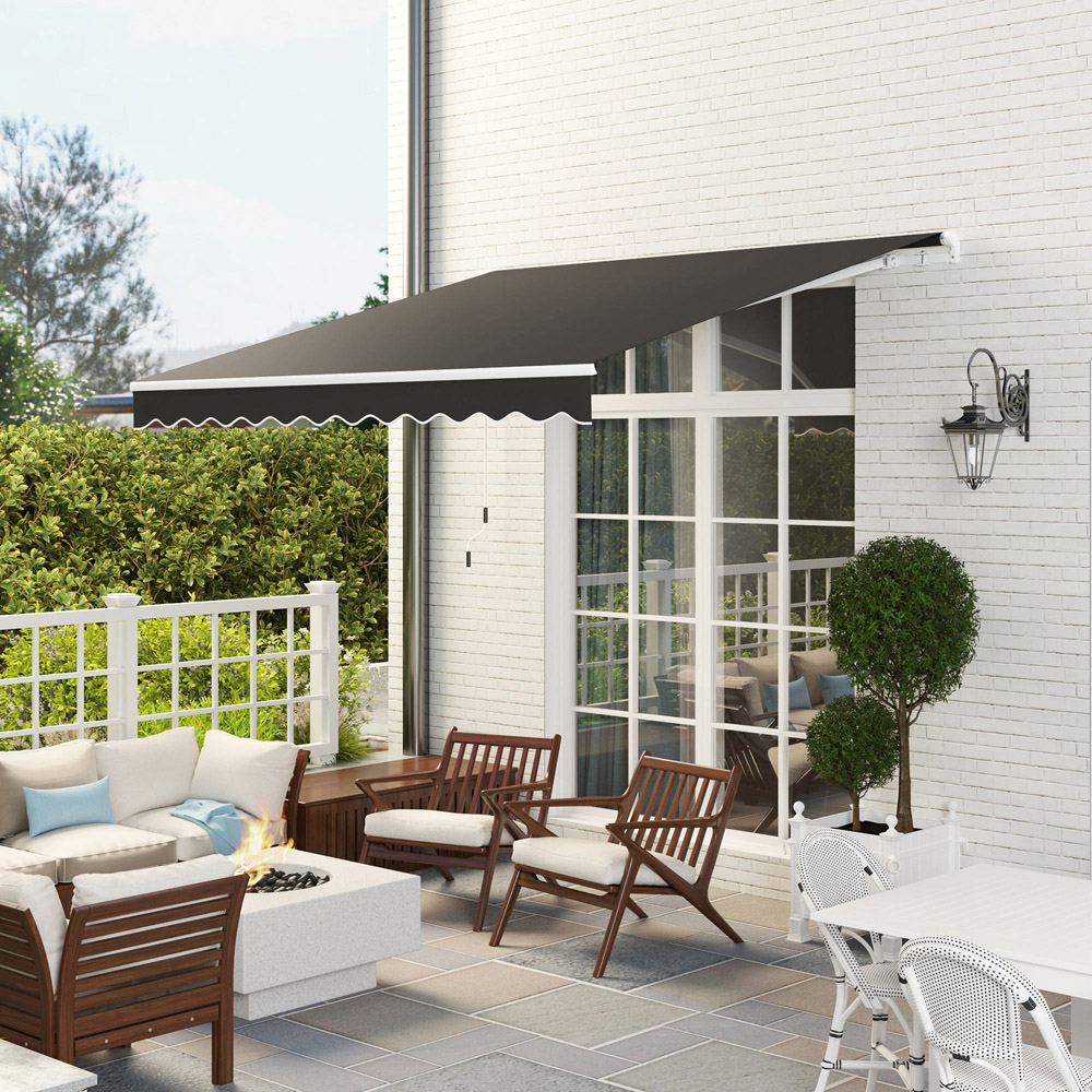 Outsunny 2.95 x 2.5m Black Retractable Awning with Crank Handle Image 3