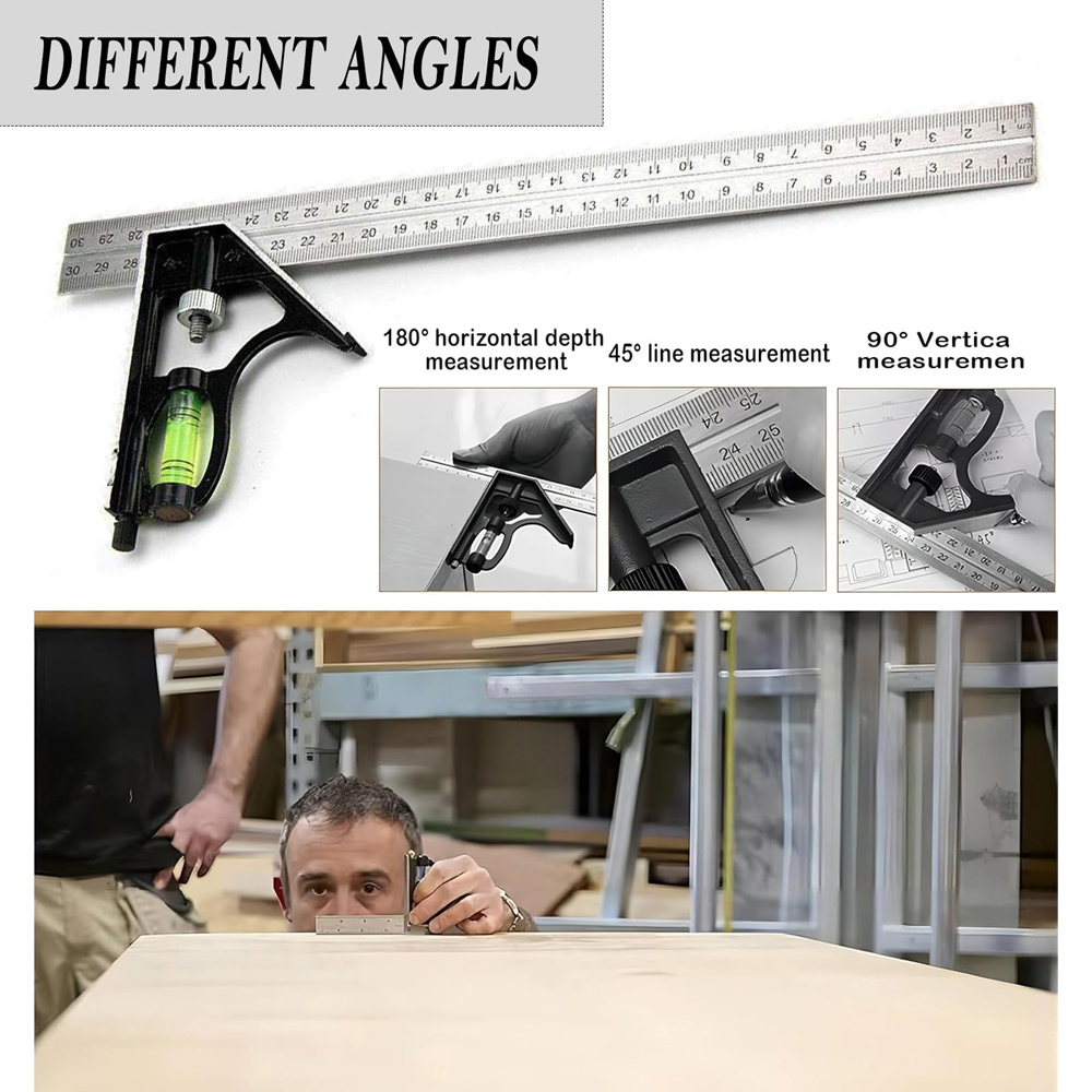 ATEK Adjustable Combination Try Square Ruler 300mm Image 5
