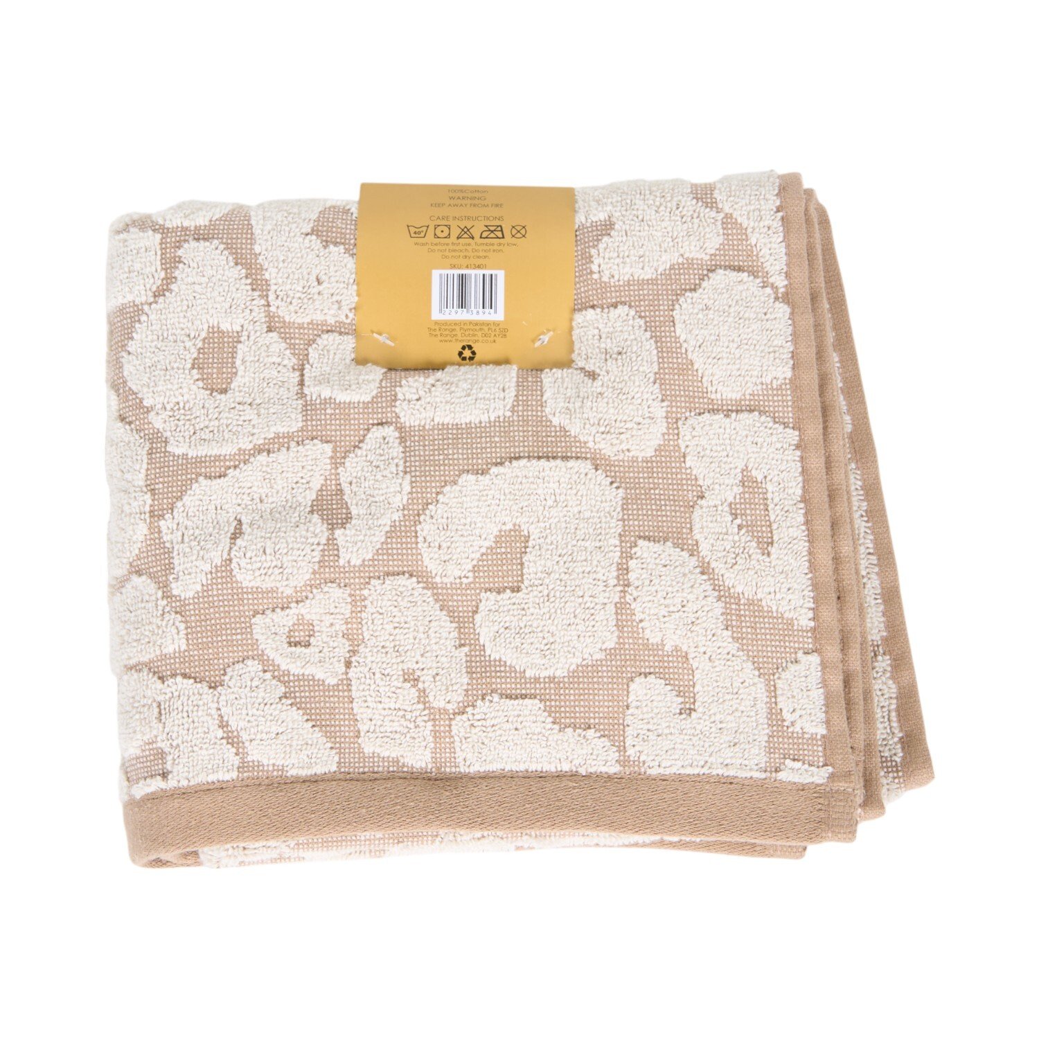 Soft Leopard Hand Towel - Cream Image 2