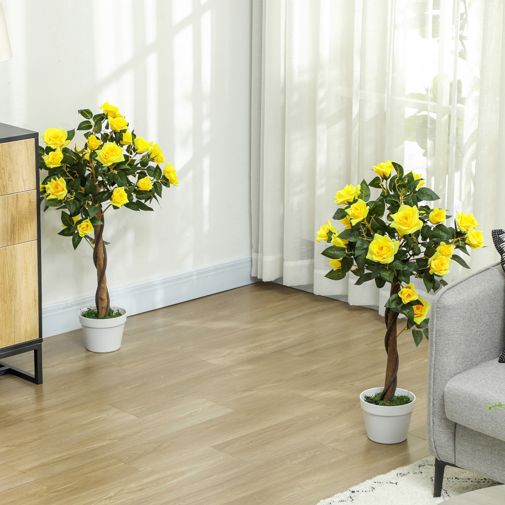 Portland Yellow Rose Artificial Tree in Pot 90cm 2 Pack Image 2