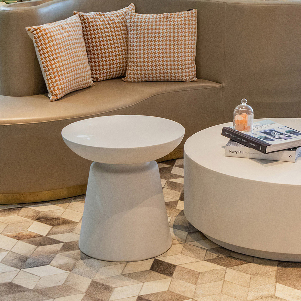 Elementi Kylix Cream White GRC Side Table Image 4