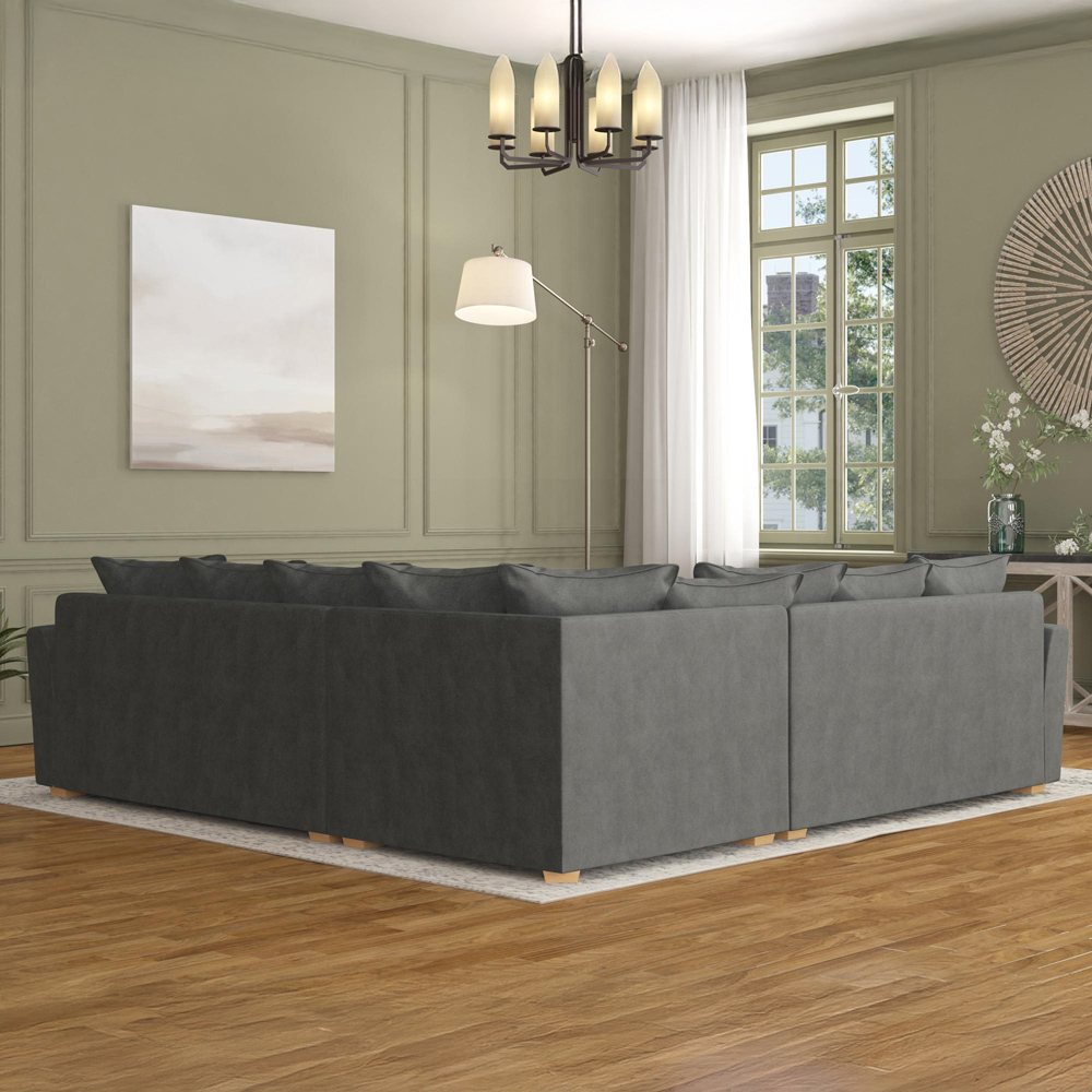 Wendleberry 4 Seater Steel Plush Velvet Scatter Back Corner Sofa Image 6