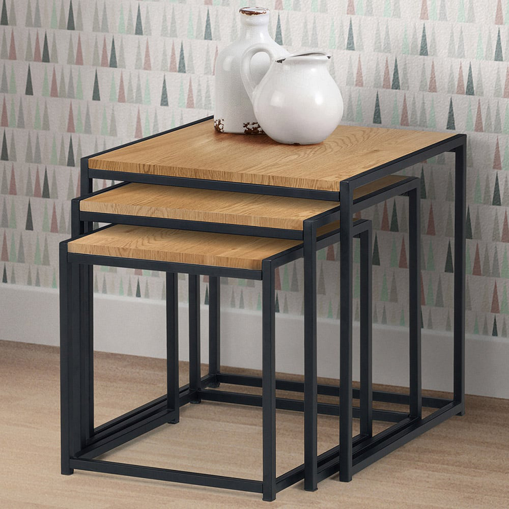 Julian Bowen Tribeca Euro Oak Nest of Tables Set of 3 Image 6