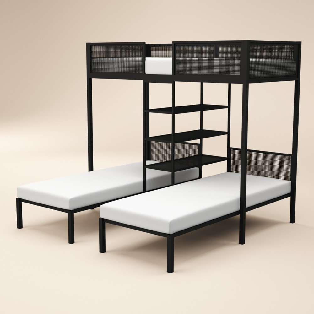 Flair Axton 3 Sleeper Black Metal Triple Bunk Bed Image 3