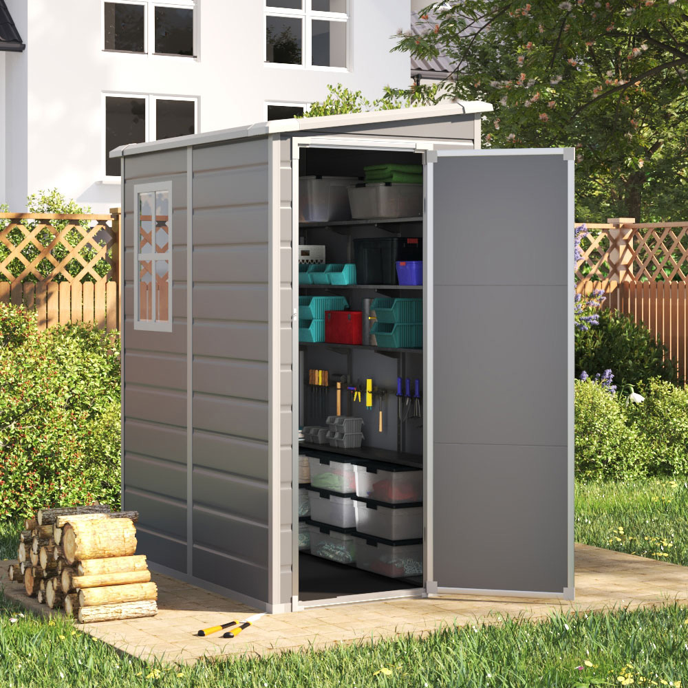 Living and Home 5 x 4ft Grey Waterproof Outdoor Storage Shed Image 7