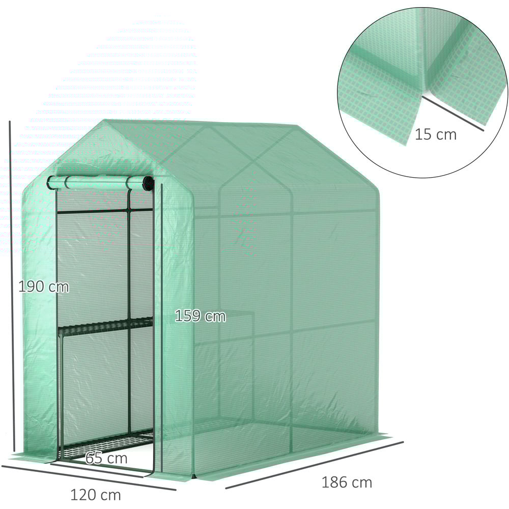 Outsunny Green 4 Shelf PE Cover 3.9 x 6.1ft Walk In Greenhouse Image 8