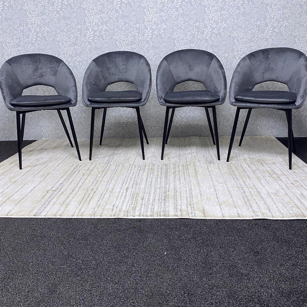 Kosy Koala 4 Seater Grey Velvet Wooden Dining Table Set Image 5