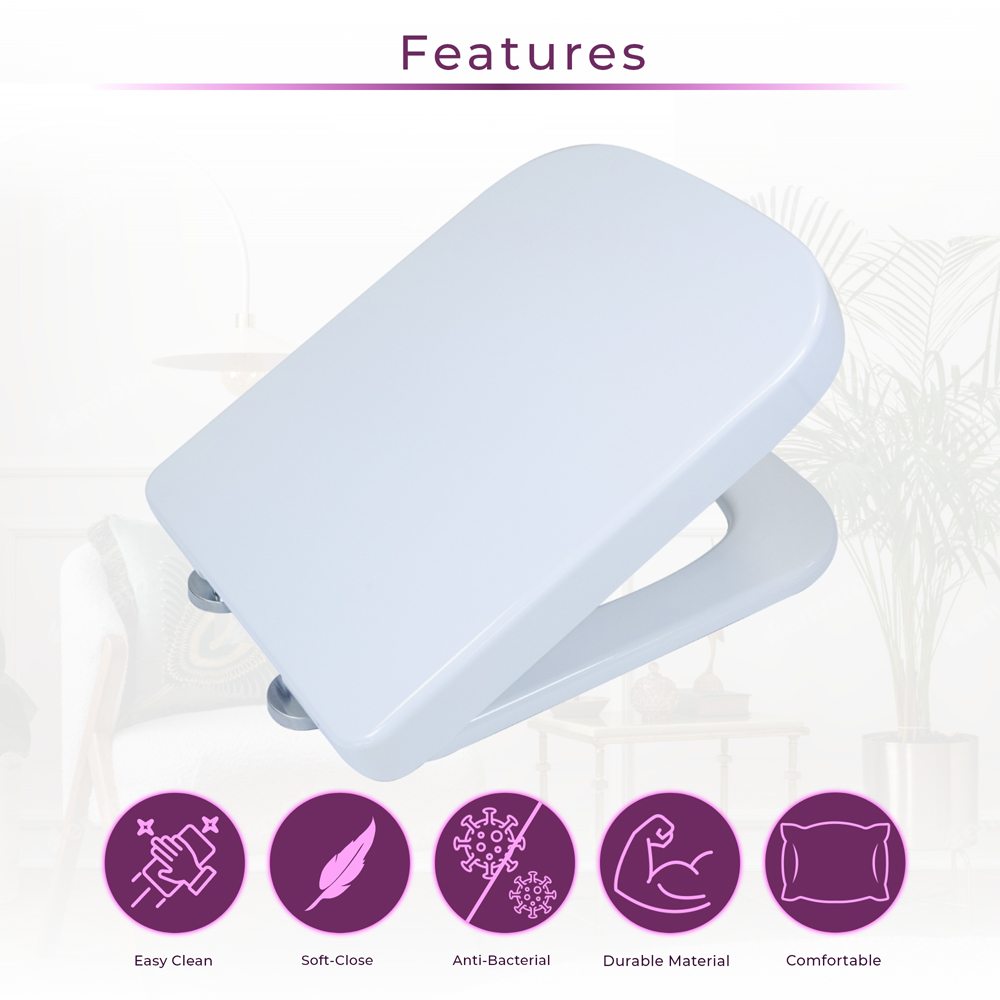 Go Bathrooms White Square Soft-Close Toilet Seat Image 4