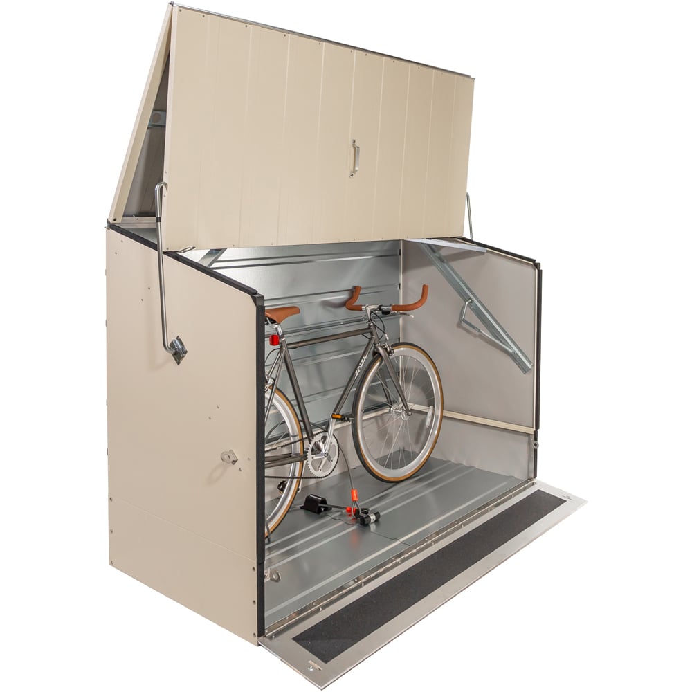 Trimetals ProtectaCycle Secure 4 x 6ft Cream Bike Storage Shed with Ramp Image 3
