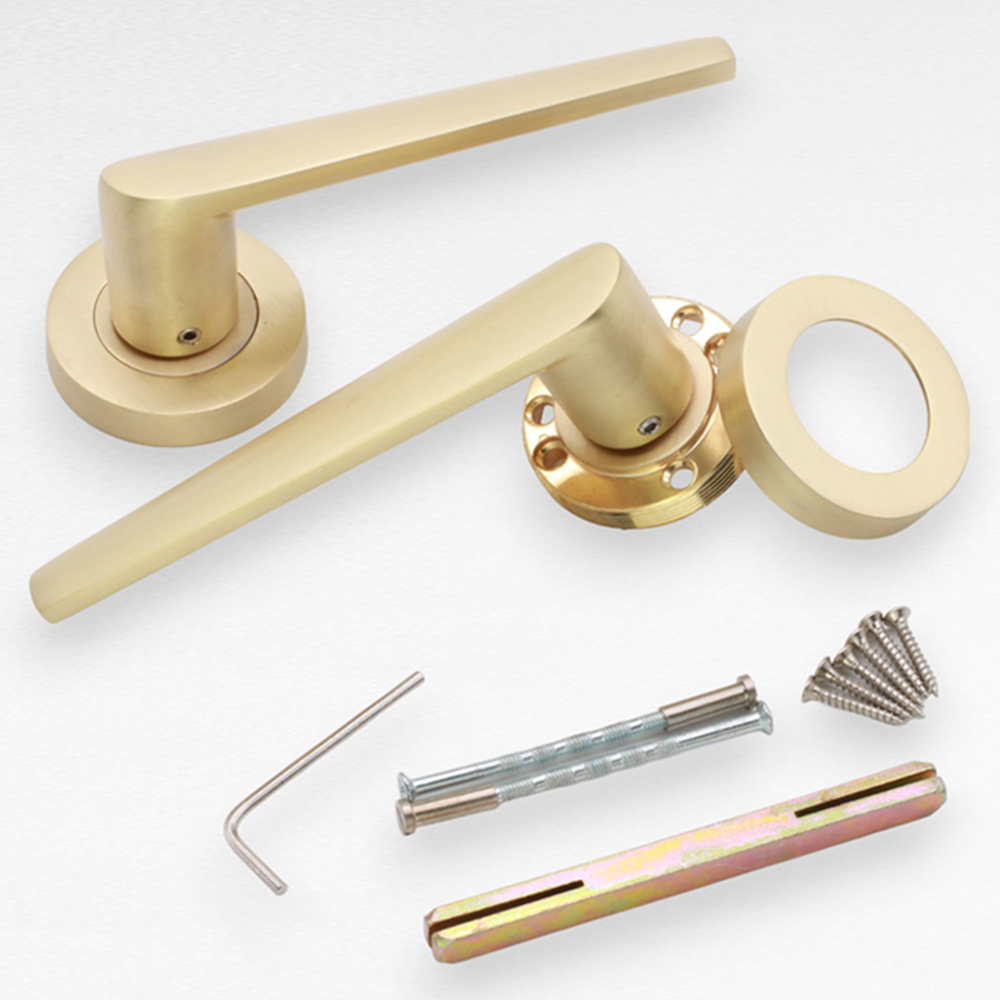 Spira Brass Aero Satin Brass Lever On Rose Door Handle 2 Pack Image 4