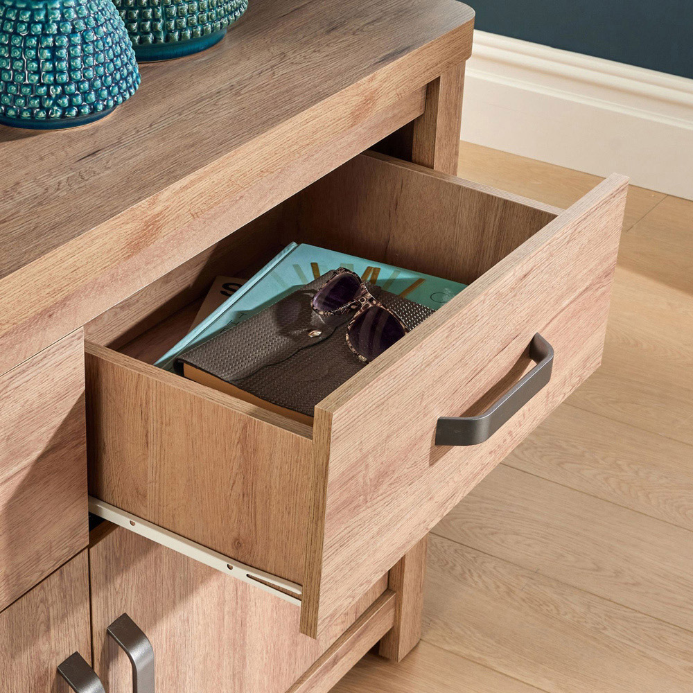 Home Source 2 Door 2 Drawer Oak Effect Sideboard Image 6