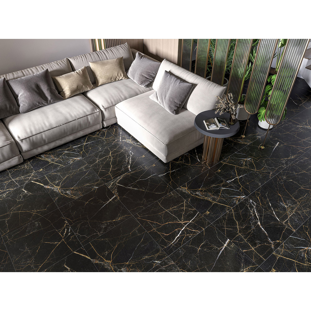Top Ceramics Matt Black Marble Effect Porcelain Wall Tile 600 x 600mm Image 6