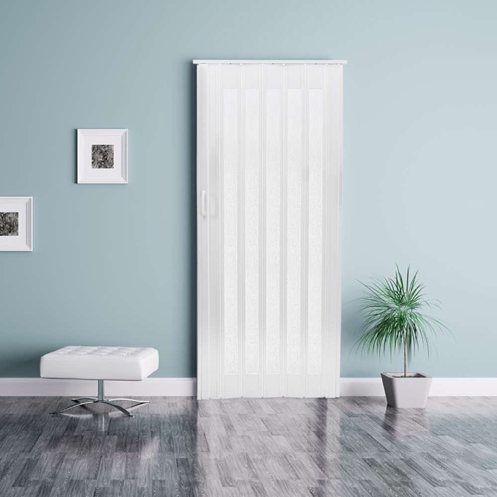 Living and Home Accordion White PVC and Acrylic Folding Door 81 x 203cm Image 7