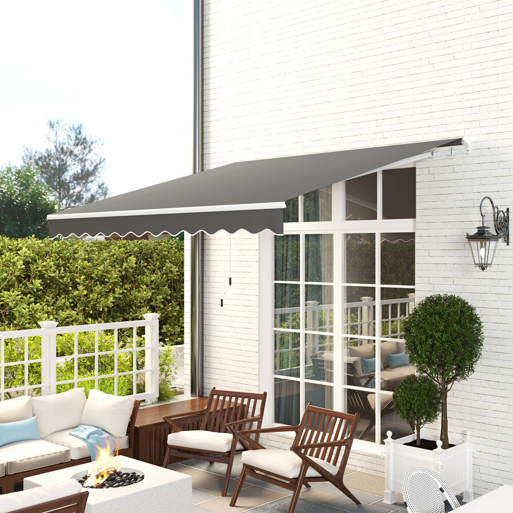 Outsunny 2.95 x 2.5m Dark Grey Retractable Awning with Crank Handle Image 3