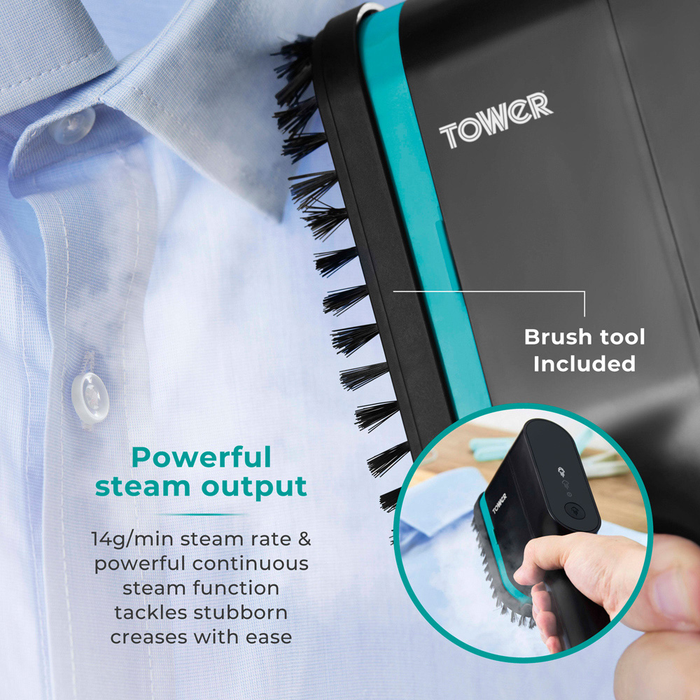 Tower Teal and Black Digital Handheld Garment Steamer Image 5
