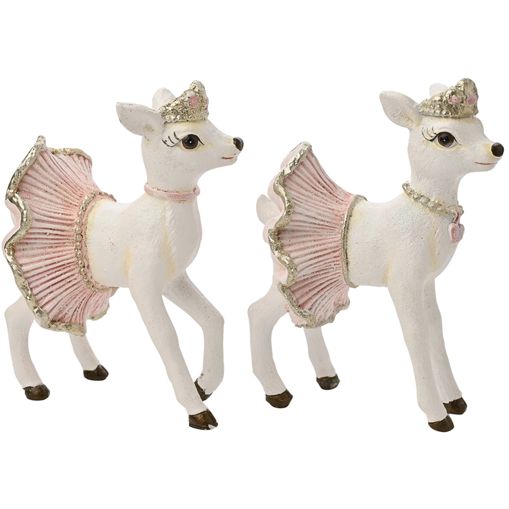 The Seasonal Gift Co. Pink Ballerina Tutu Reindeer Christmas Decoration 2 Pack Image 3