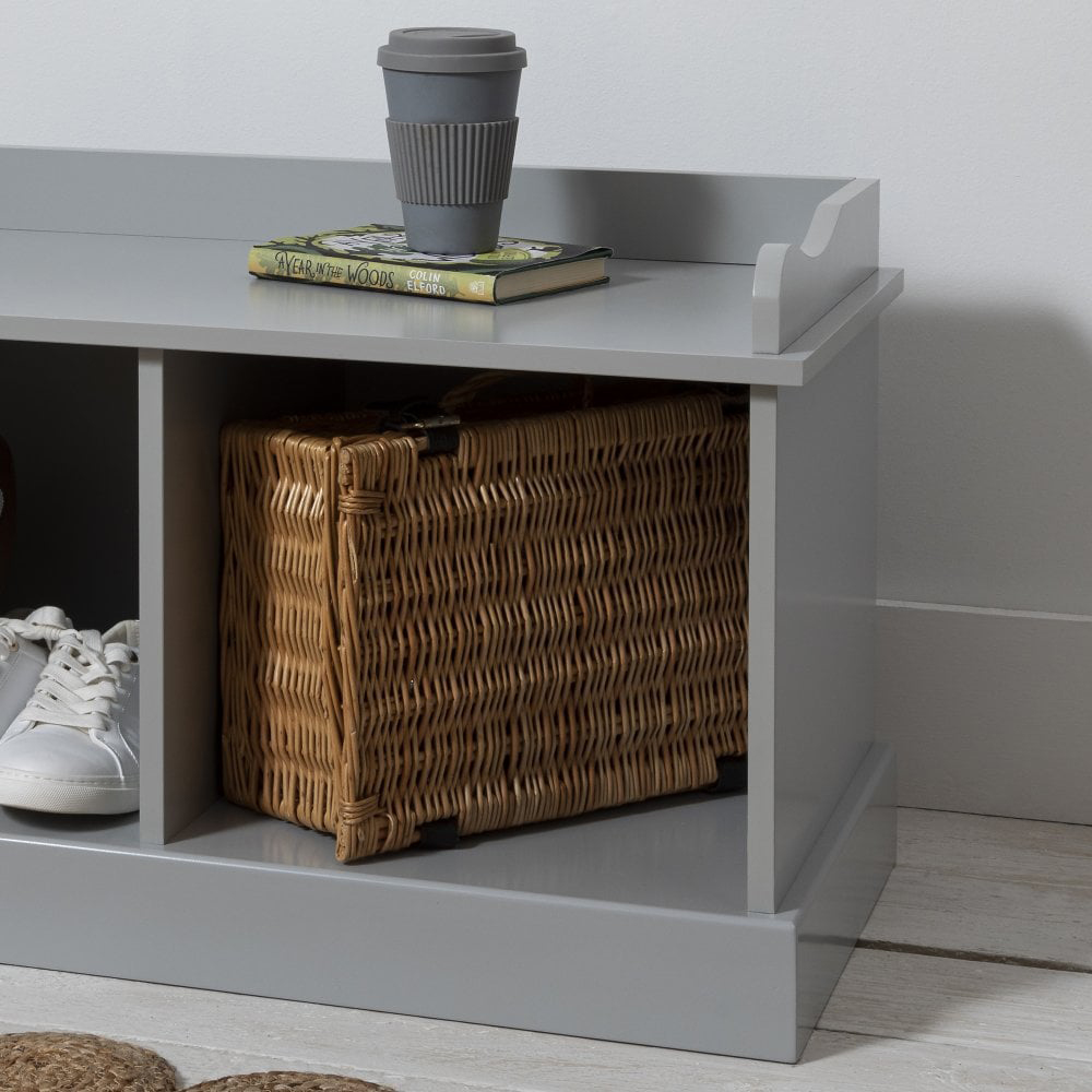 Noa and Nani Stockholm 3 Shelf Silk Grey Cube Storage Bench Image 4
