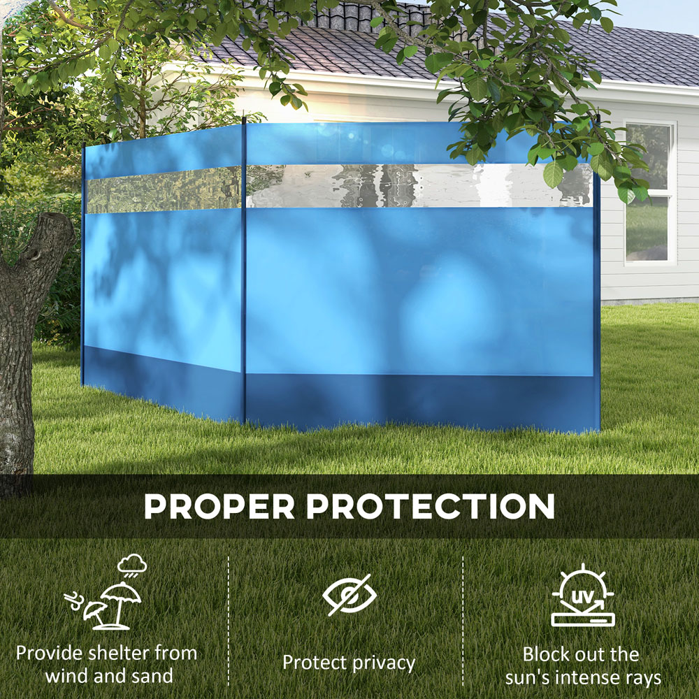 Outsunny Blue Camping Windbreak with Clear Windows and Carry Bag 4.4 x 1.4m Image 5