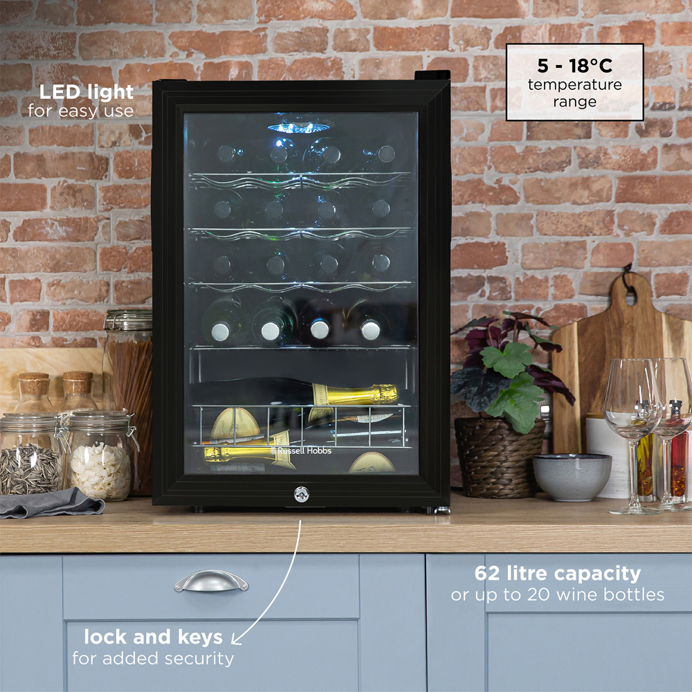 Russell Hobbs RHGWC4B-LCK Black 20 Bottle Lockable Wine Cooler Image 7