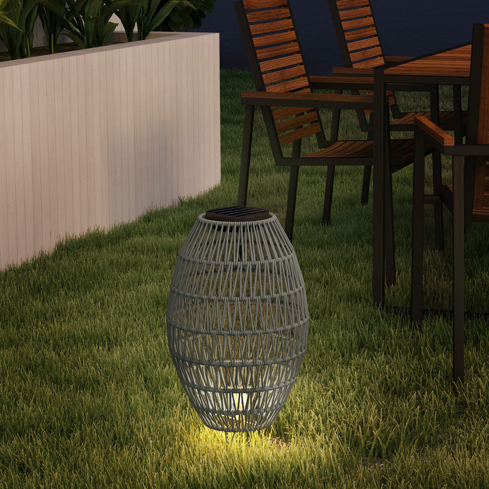 Outsunny Grey Rattan Solar Lamp Image 4