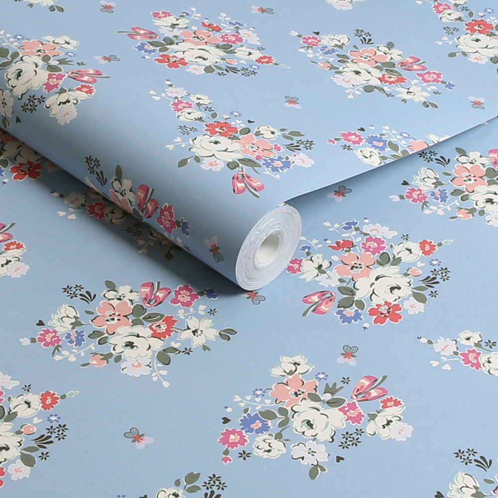 Cath Kidston Clifton Floral Blue Wallpaper Image 2