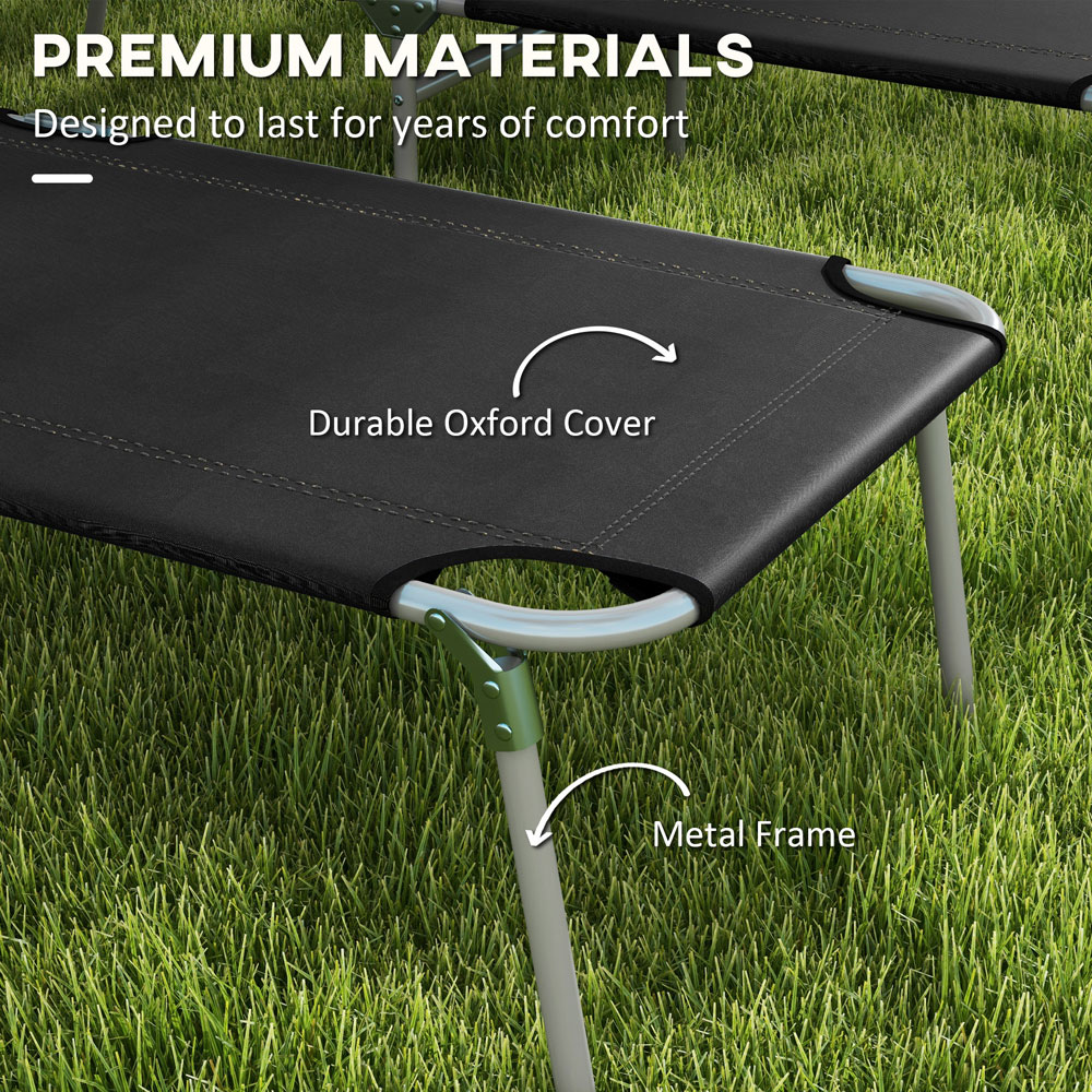Outsunny Set of 2 Black 4 Level Adjustable Folding Sun Lounger with Sunshade Image 7