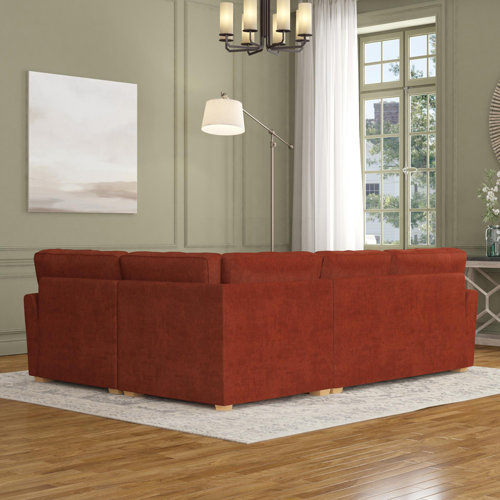 Wendleberry 3 Seater Marmalade Plush Velvet Fixed Back Right Hand Corner Sofa Image 6