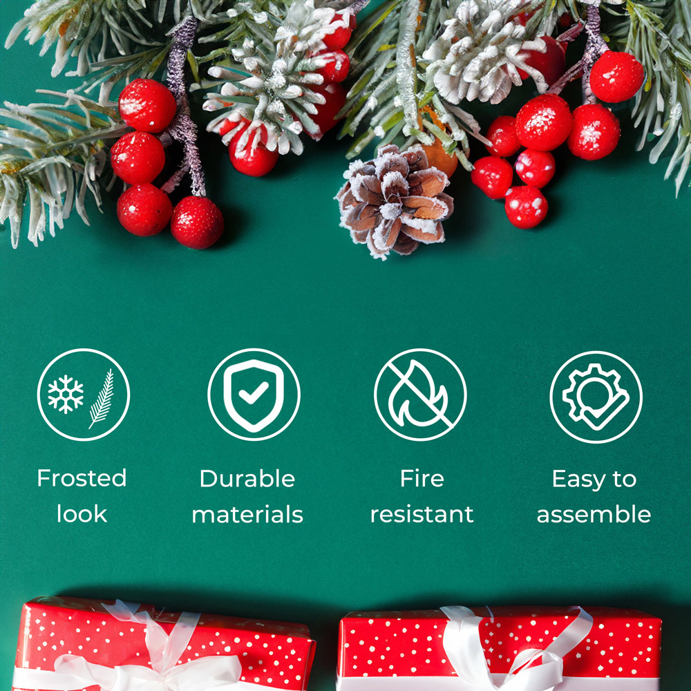 wilko Snow Flocked Artificial Christmas Tree with Pine Cones 7ft Image 6