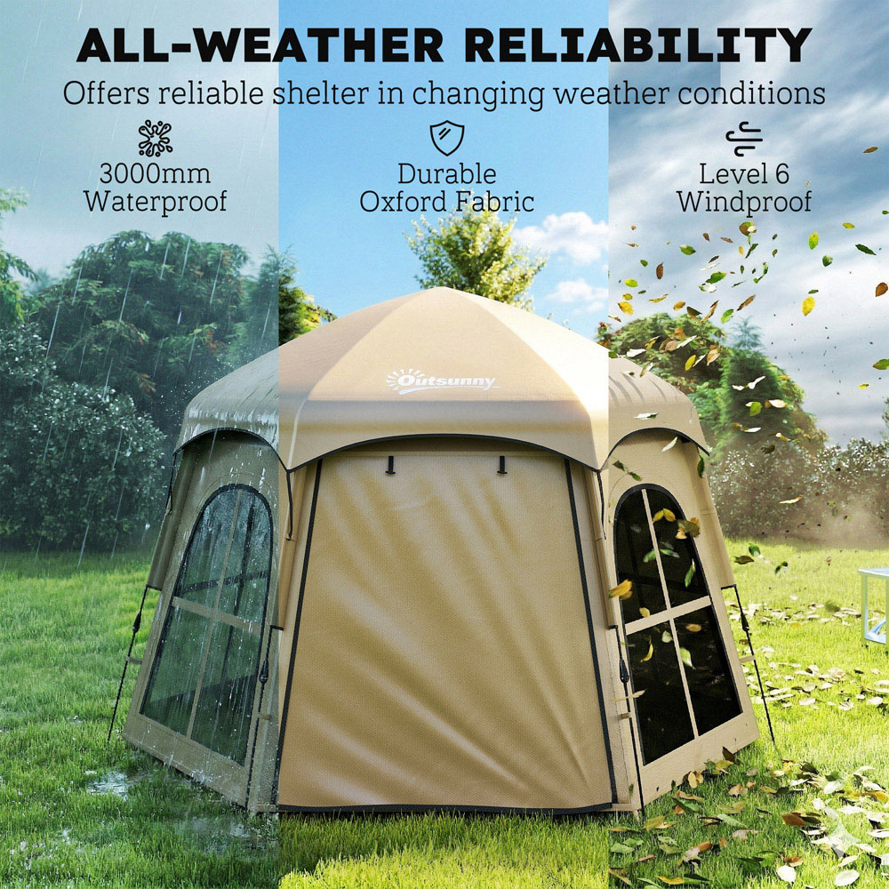 Outsunny 3-4 person Waterproof Pop-Up Camping Tent Khaki Image 8