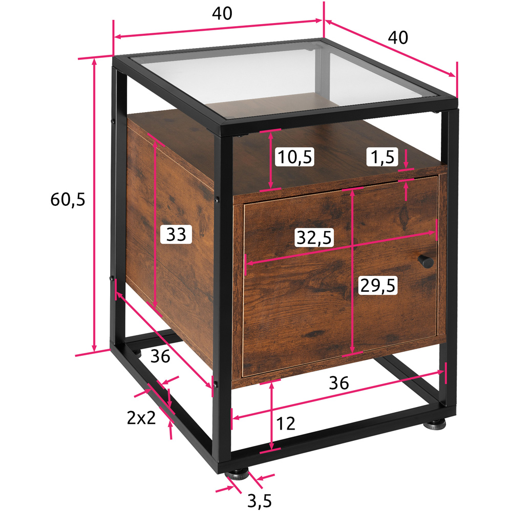 tectake Dudley 3 Shelf Dark Wood Nightstand Image 9