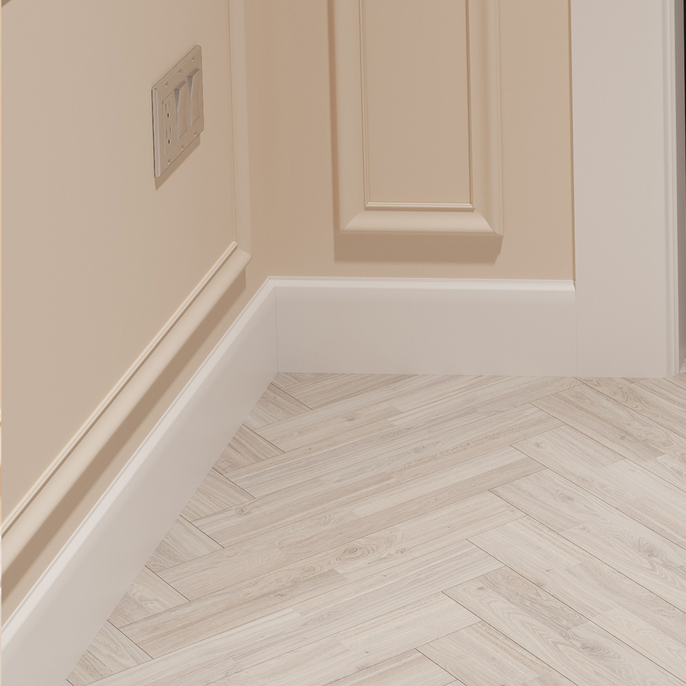 National Skirting White Chamfered Bullnose II Primed Skirting Board 18mm 220 x 4200mm Image 2