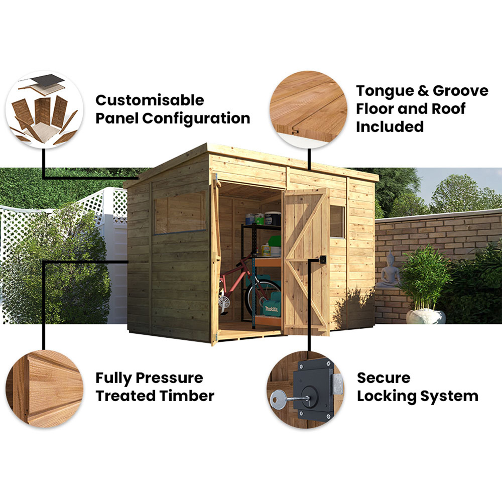 Dunster House Overlord 10 x 6ft Modular Brown Superfelt Pent Workshop Shed Image 3