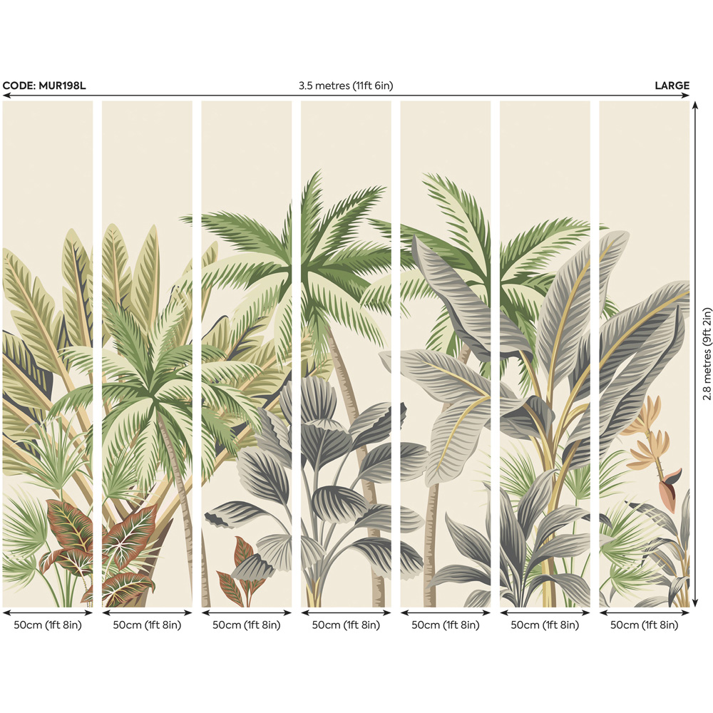 Origin Murals Tropical Palm Trees Multicolour Wall Mural Image 4