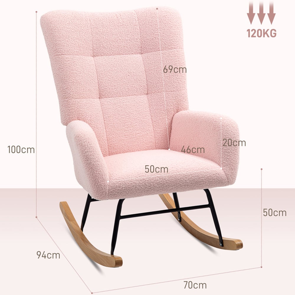 Portland Light Pink Modern Rocking Chair with Backrest Image 9