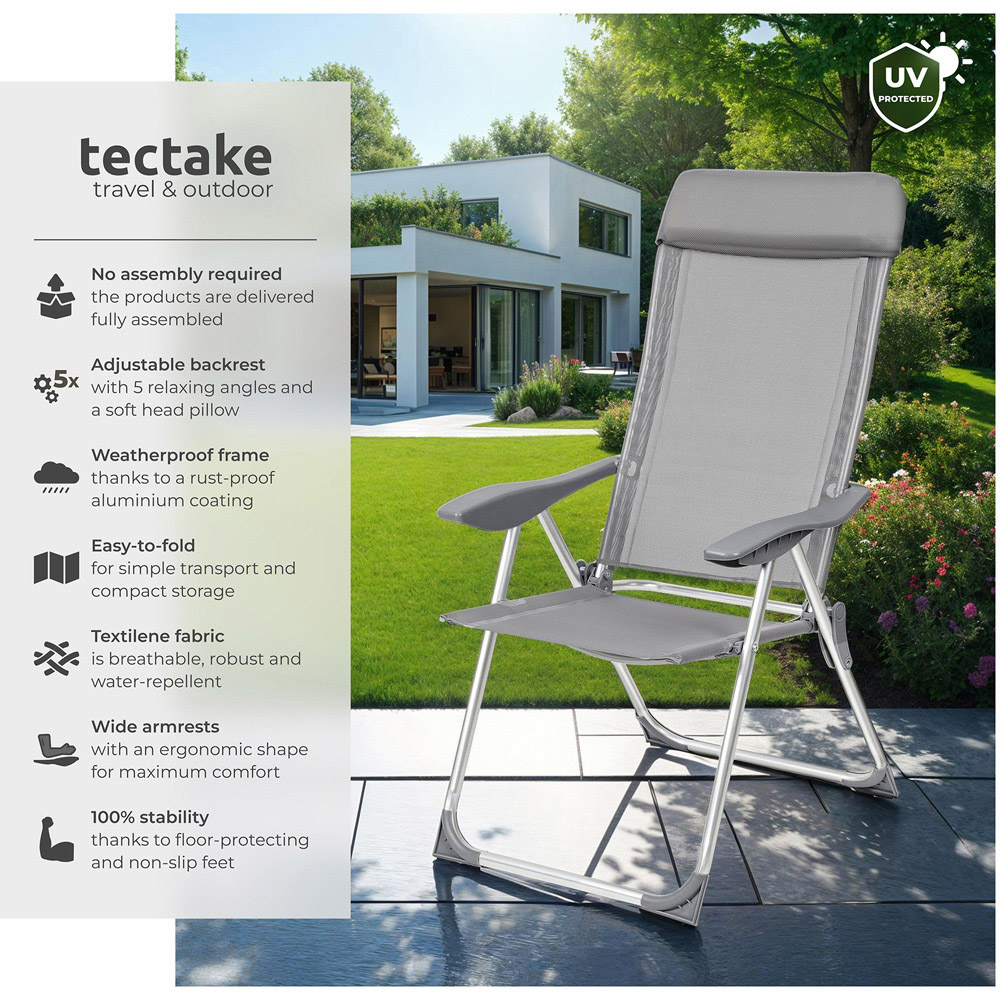 tectake Maurine Set of 4 Grey Garden Chairs Image 6